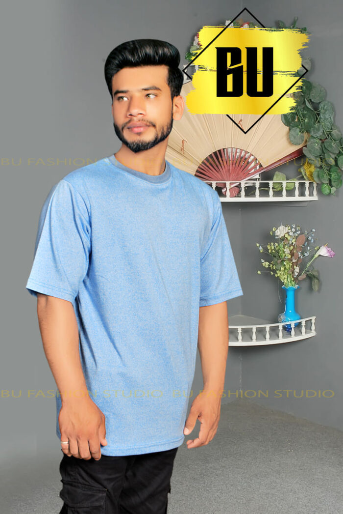 Sky Blue Heather Casual T-Shirt for Men - Image 4
