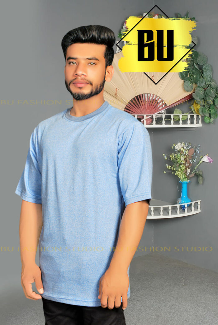 Sky Blue Heather Casual T-Shirt for Men - Image 5