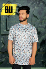 Tropical Blue Printed T-Shirt for Men - Image 2