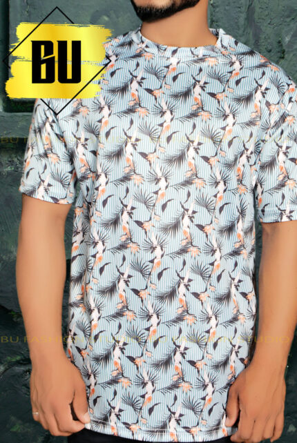 Tropical Blue Printed T-Shirt for Men