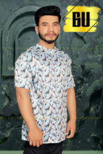 Tropical Blue Printed T-Shirt for Men - Image 3