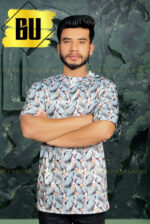 Tropical Blue Printed T-Shirt for Men - Image 4