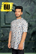 Tropical Blue Printed T-Shirt for Men - Image 5