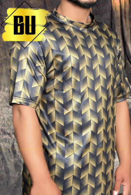Geometric Metallic Print T-Shirt for Men