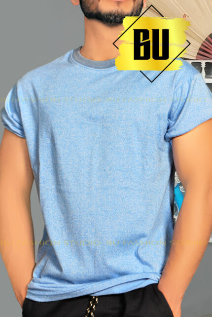 Sky Blue Heather Casual T-Shirt for Men