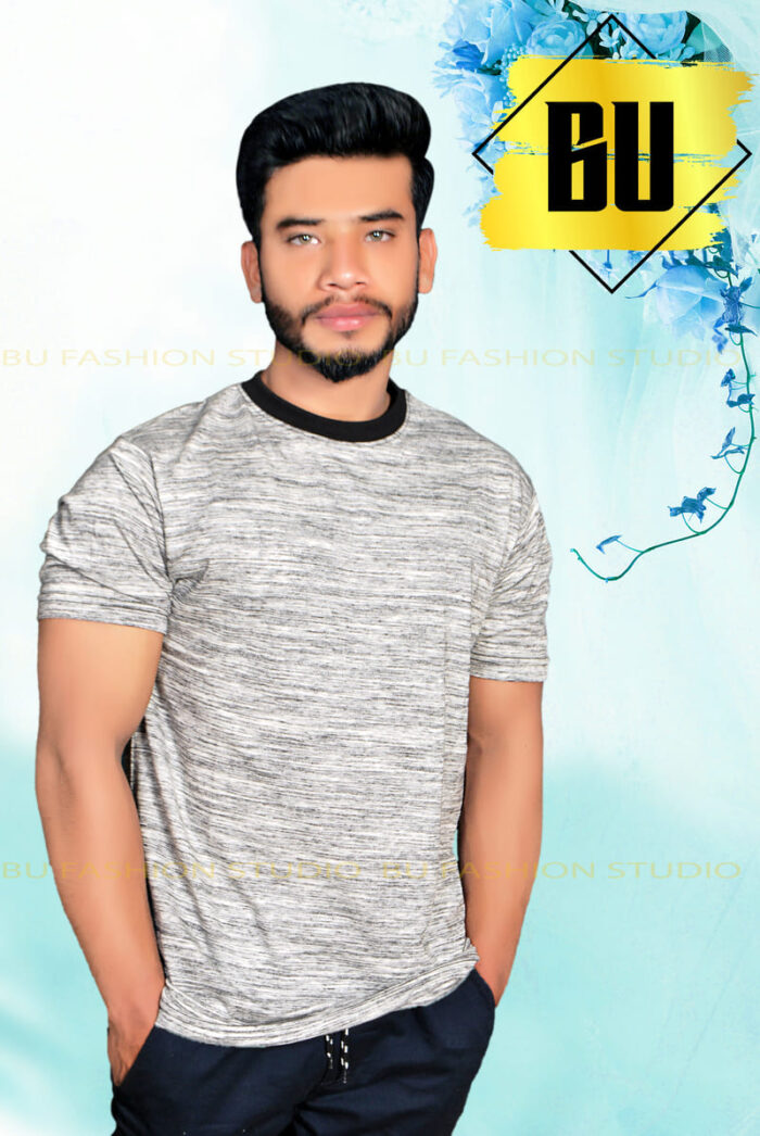 Men’s Casual Grey Melange T-Shirt - Image 2