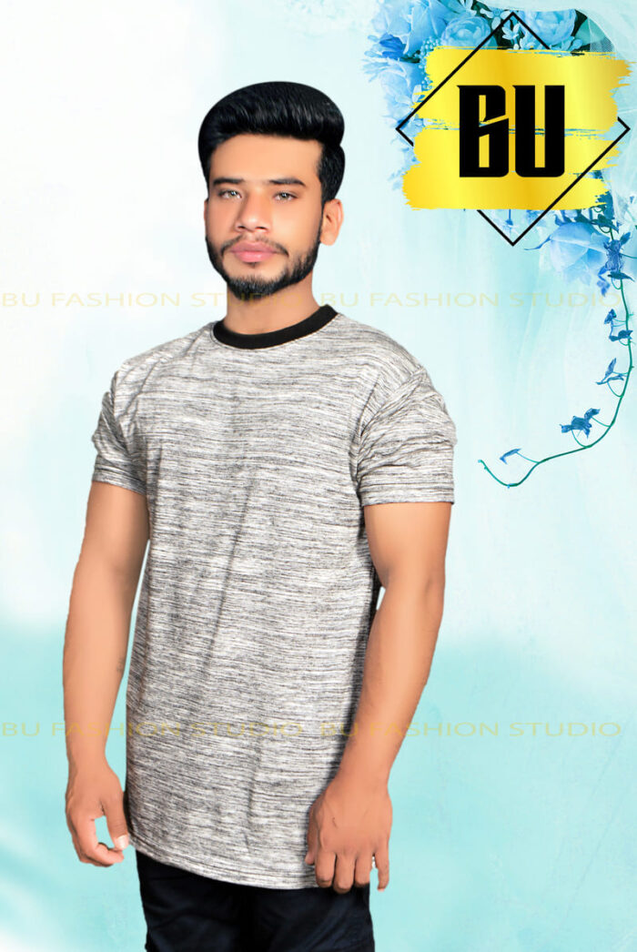 Men’s Casual Grey Melange T-Shirt - Image 4