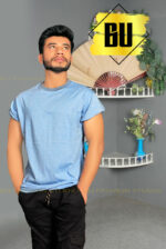Sky Blue Heather Casual T-Shirt for Men - Image 2